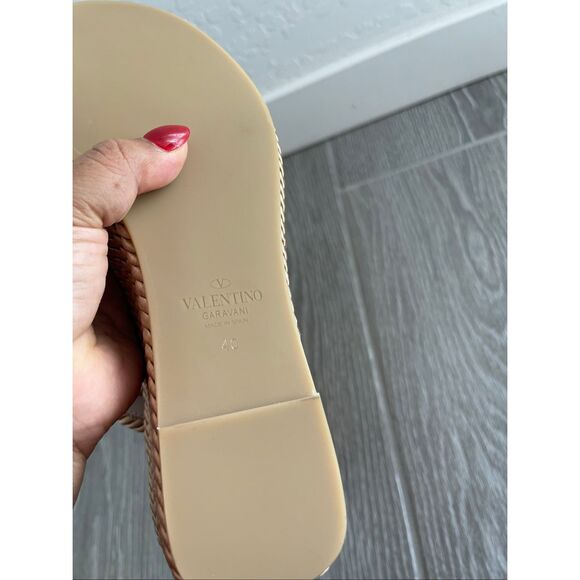 VALENTINO Rockstud Torchon T-Strap Espadrille Sandals Size 10 - Picture 8 of 10